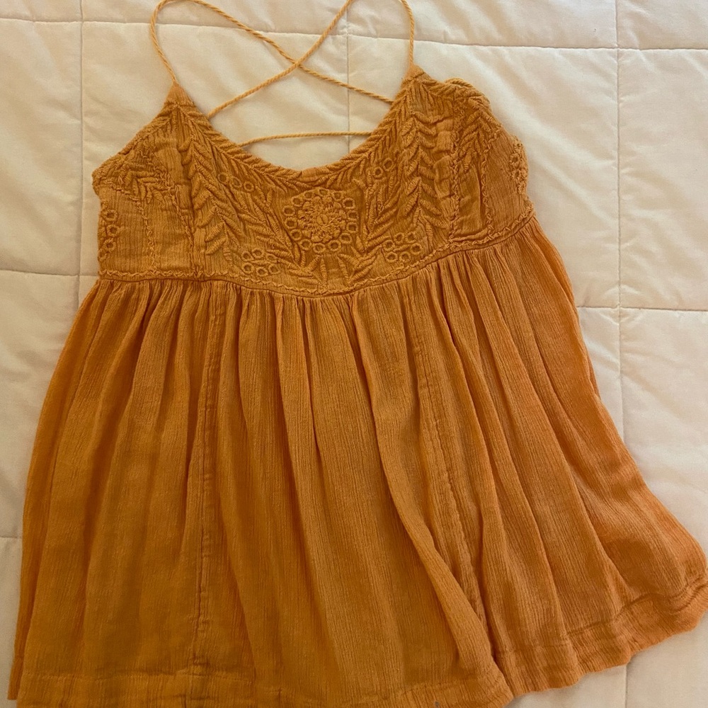 Free People orange embroidered top size XS